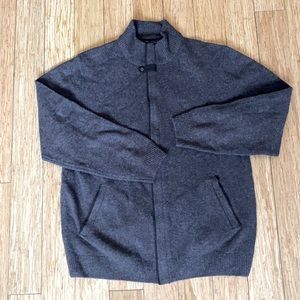 Men’s Brown Lambswool Zip Front Sweater in L